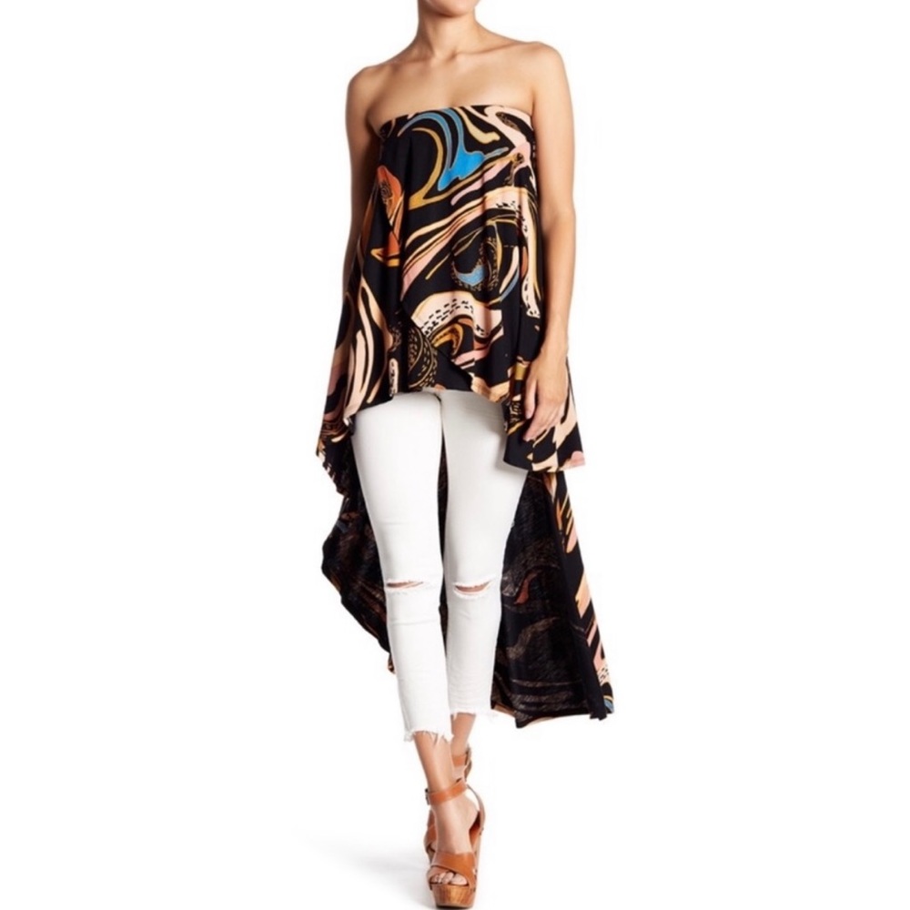 Free People Lost At Sea High Low Strapless Top